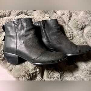 Antelope brand Black Ankle Booties with stitching detail and rounded heel